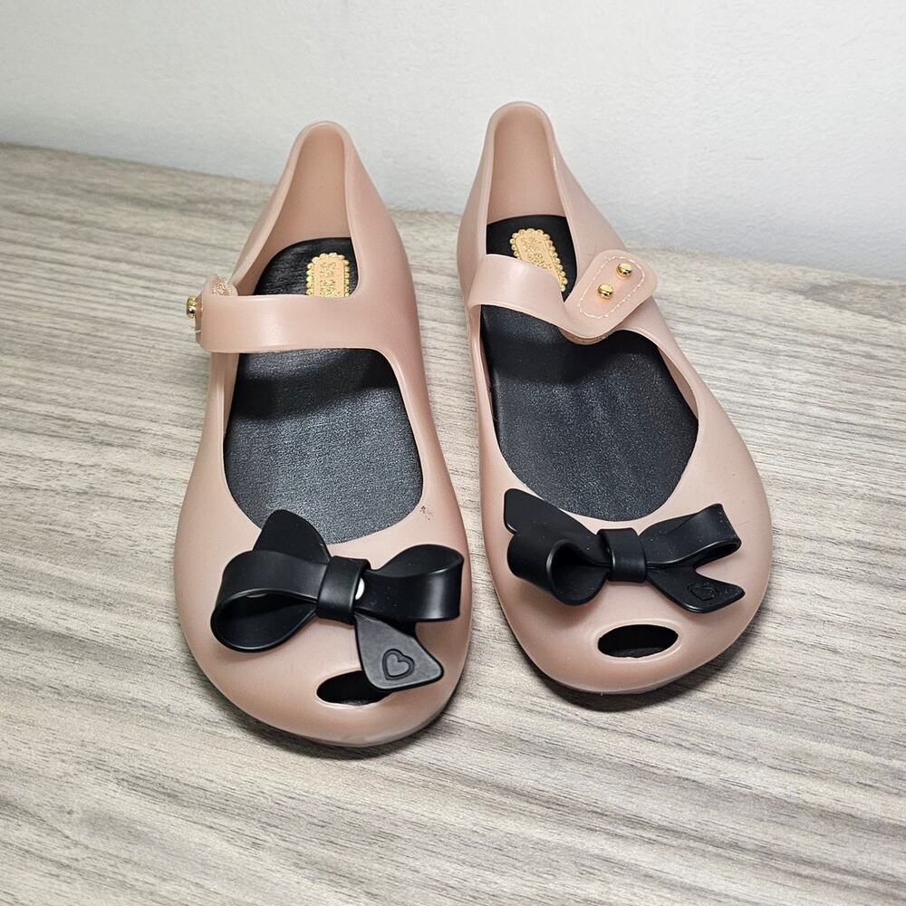 Mini Melissa Ultragirl Jason Wu Mary Jane Flats Black Pink USA 10 Girls Bow - Picture 5 of 10
